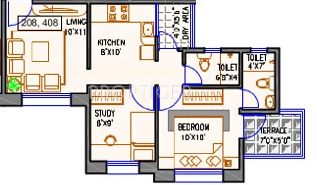 Mahasainik Sai Shanti (1BHK+2T (644 sq ft)   Study Room 644 sq ft)