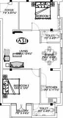 MS MM Sai Paradise (2BHK+2T (1,083 sq ft) 1083 sq ft)
