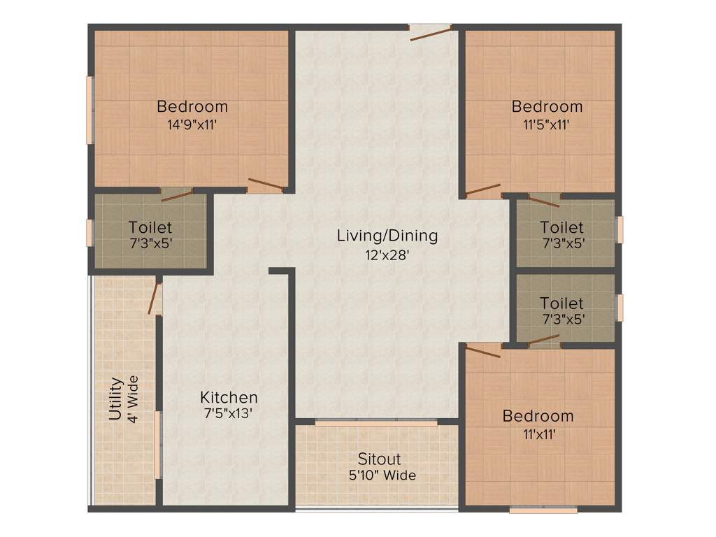 Krishna Sri Krishna Residency (3BHK+3T (1,600 sq ft) 1600 sq ft)