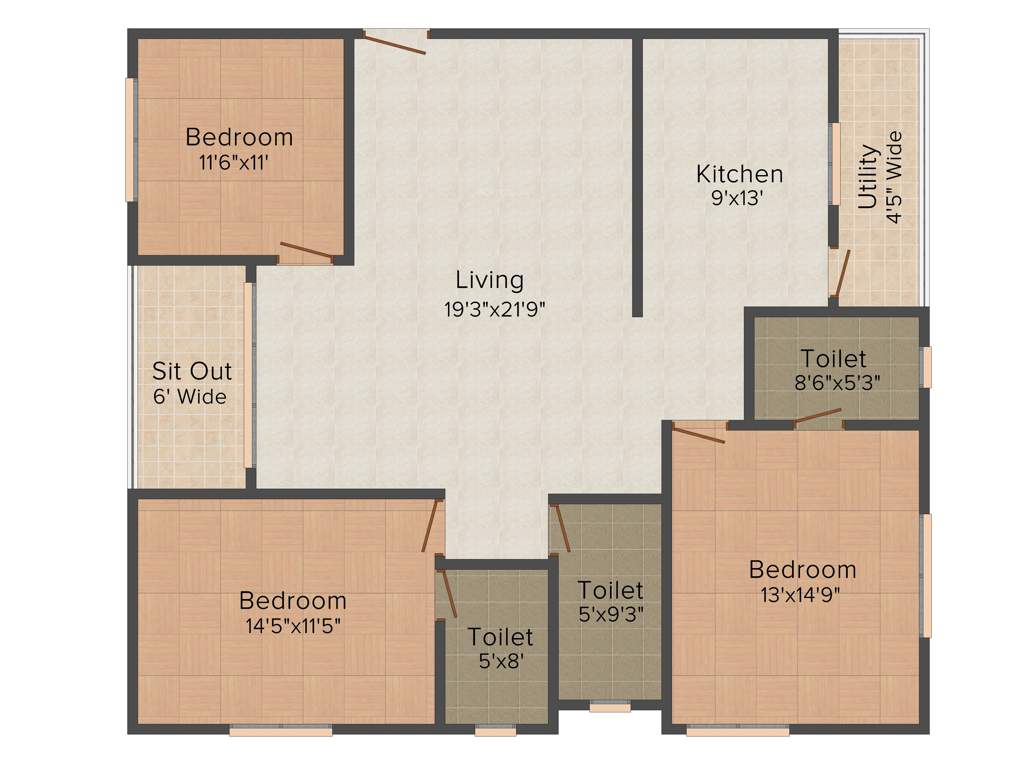 Krishna Sri Krishna Residency (3BHK+3T (1,750 sq ft) 1750 sq ft)