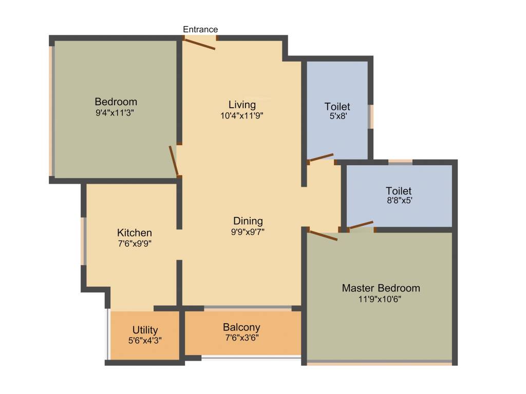 Kriticons Aristo (2BHK+2T (1,054 sq ft) 1054 sq ft)