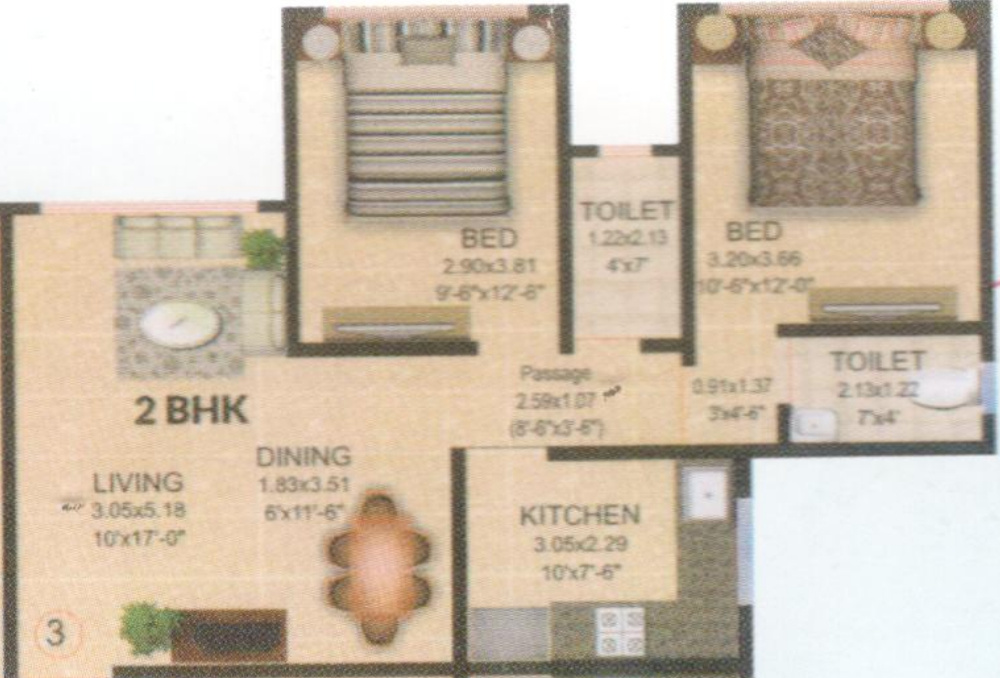 Surabi Surbhi Complex (2BHK+2T (1,125 sq ft) 1125 sq ft)