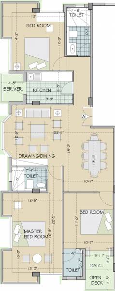 Module 574 Lake Gardens (3BHK+3T (1,750 sq ft) 1750 sq ft)