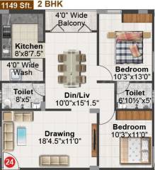 Gamut Ishta City (2BHK+2T (1,149 sq ft) 1149 sq ft) Gamut Ishta City (2BHK+2T (1,149 sq ft) 1149 sq ft)