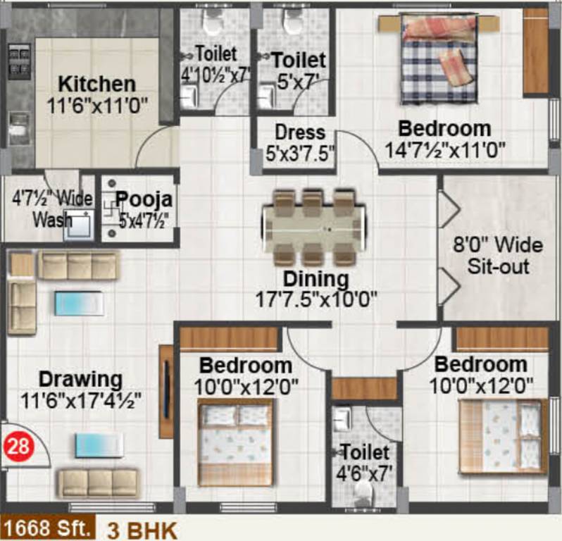 Gamut Ishta City (3BHK+3T (1,668 sq ft) 1668 sq ft) Gamut Ishta City (3BHK+3T (1,668 sq ft) 1668 sq ft)