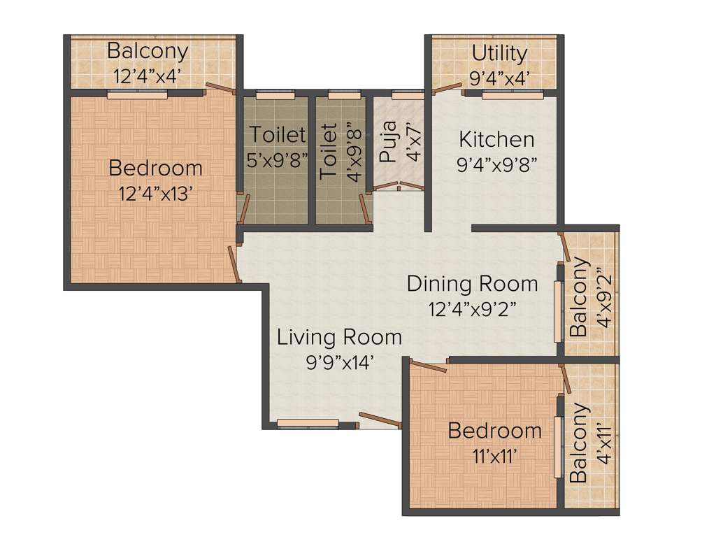 Jana Splendour 2 (2BHK+2T (1,285 sq ft)   Pooja Room 1285 sq ft)