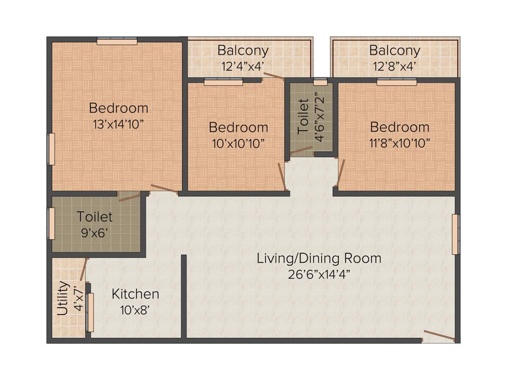 Vasavi Pearl (3BHK+2T (1,560 sq ft) 1560 sq ft)