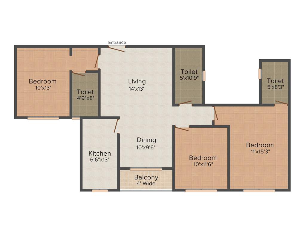 Parasrampuria Raadhya (3BHK+3T (1,654 sq ft) 1654 sq ft)