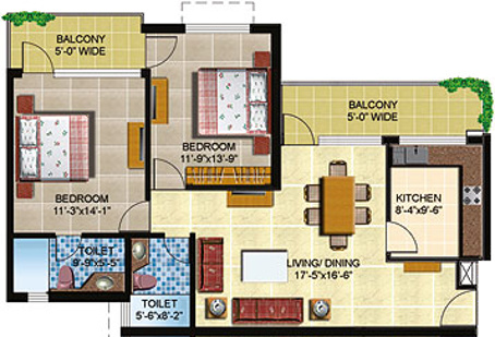 Omaxe City Homes (2BHK+2T (1,240 sq ft) 1240 sq ft)