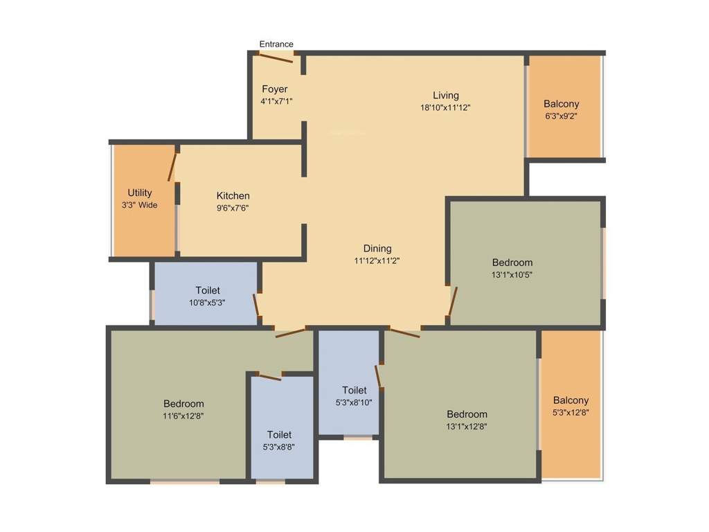 Sobha Palm Court (3BHK+3T (1,822 sq ft) 1822 sq ft)