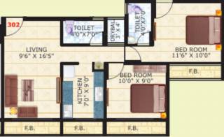 Signature Tulsi Niwas (2BHK+2T (931 sq ft) 931 sq ft)