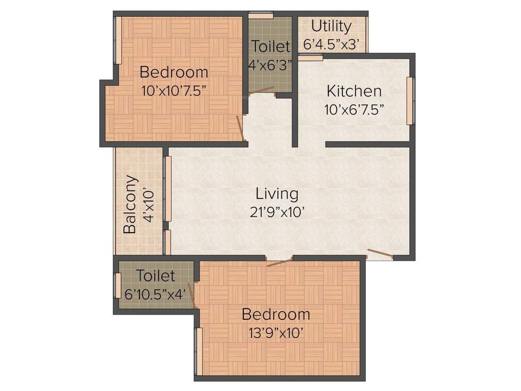 AP Achalendra (2BHK+2T (950 sq ft) 950 sq ft)