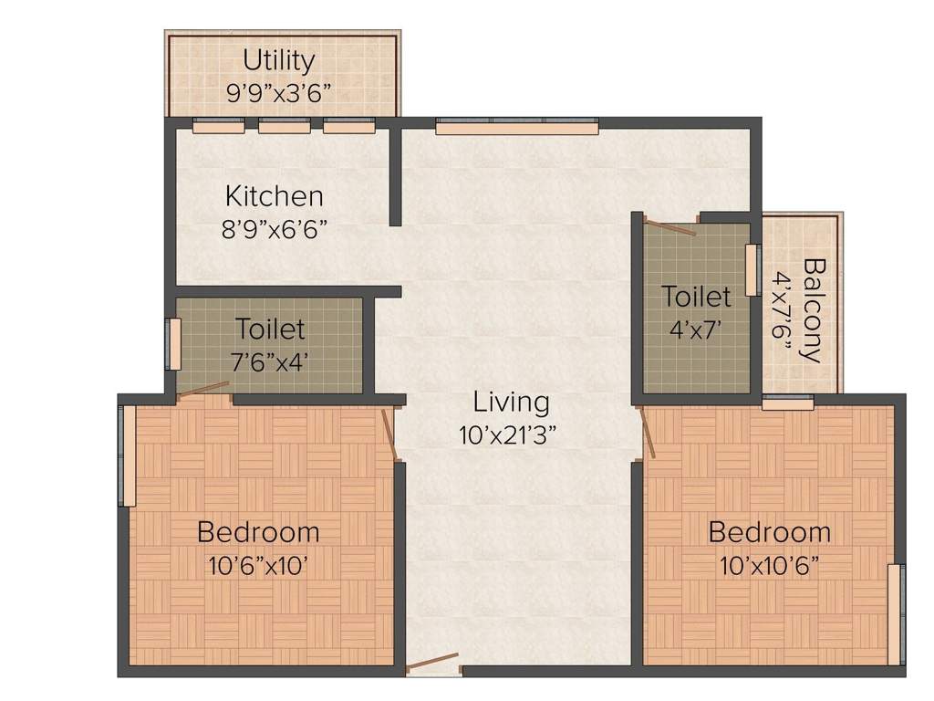 AP Achalendra (2BHK+2T (890 sq ft) 890 sq ft)