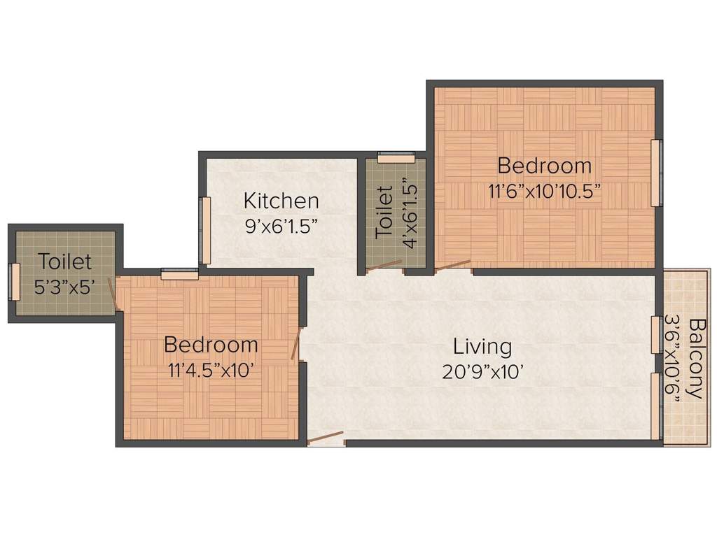 AP Achalendra (2BHK+2T (865 sq ft) 865 sq ft)