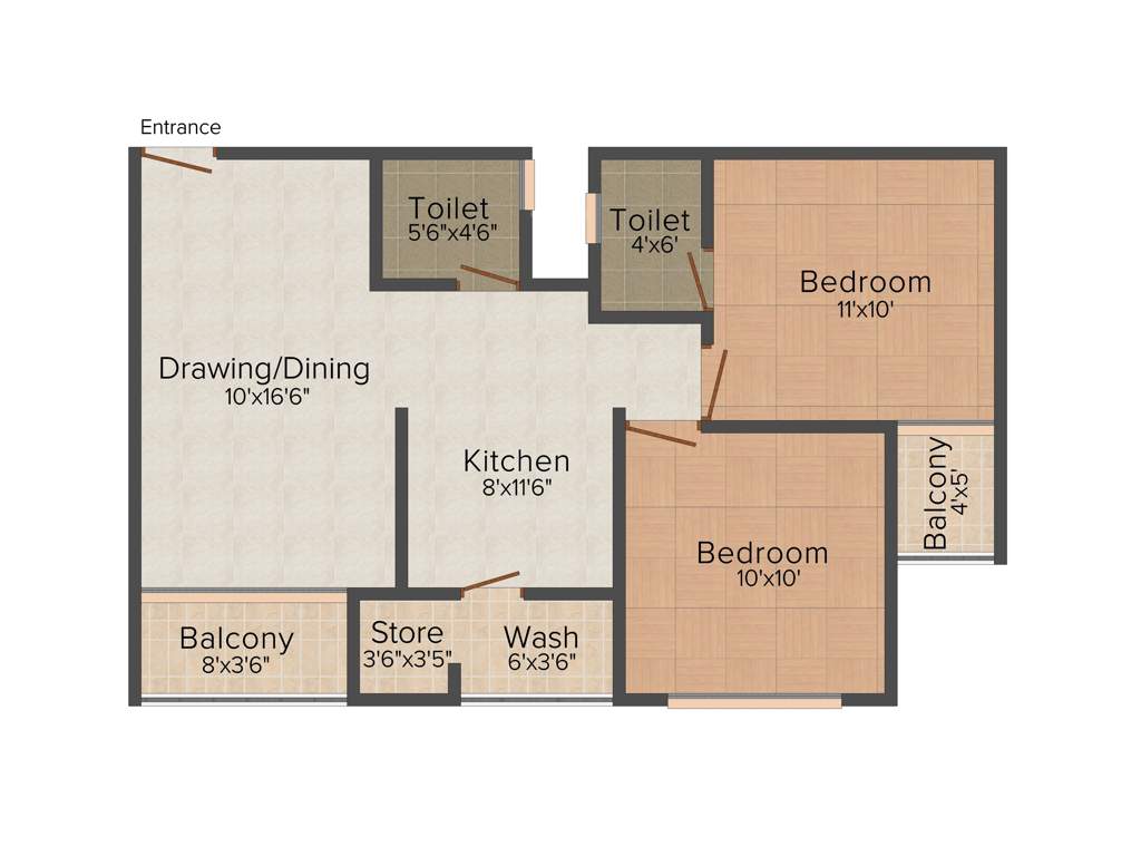 Sachet Vedant Shreeji Enclave (2BHK+2T (1,107 sq ft) 1107 sq ft)