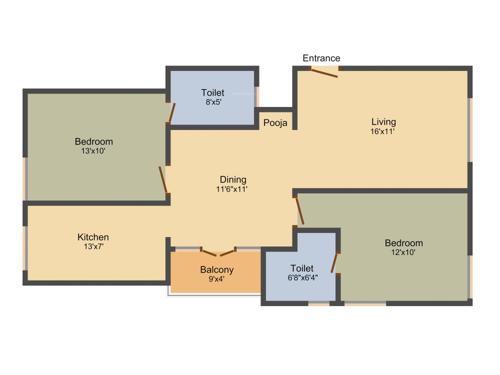 Scion Scion Florenza (2BHK+2T (1,060 sq ft) 1060 sq ft)