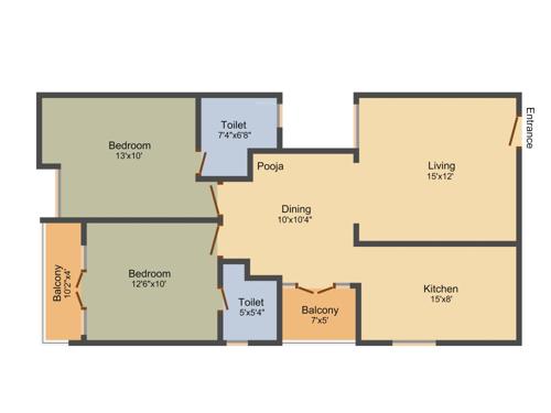 Scion Scion Florenza (2BHK+2T (1,150 sq ft) + Pooja Room 1150 sq ft)