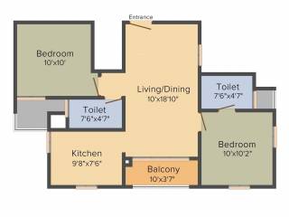 DRA Pristine Pavilion Phase 3 (2BHK+2T (898 sq ft) 898 sq ft)