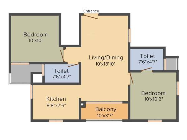 DRA Pristine Pavilion Phase 3 (2BHK+2T (898 sq ft) 898 sq ft)