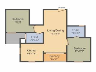 DRA Pristine Pavilion Phase 3 (2BHK+2T (906 sq ft) 906 sq ft)