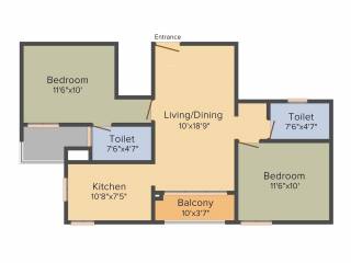 DRA Pristine Pavilion Phase 3 (2BHK+2T (979 sq ft) 979 sq ft)