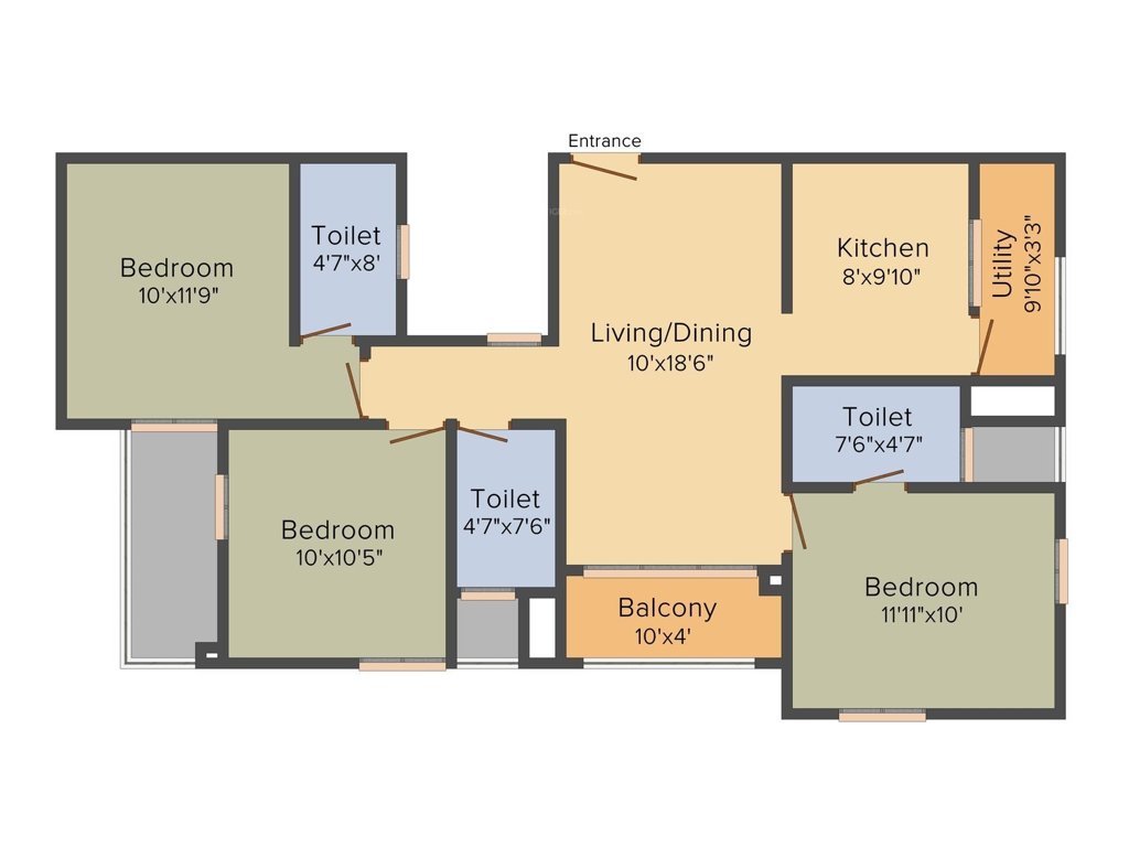 DRA Pristine Pavilion Phase 3 (3BHK+3T (1,272 sq ft) 1272 sq ft)