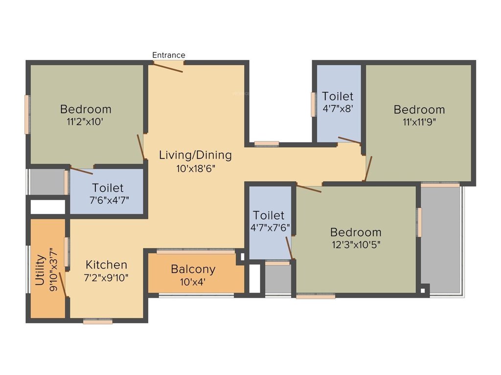 DRA Pristine Pavilion Phase 3 (3BHK+3T (1,298 sq ft) 1298 sq ft)
