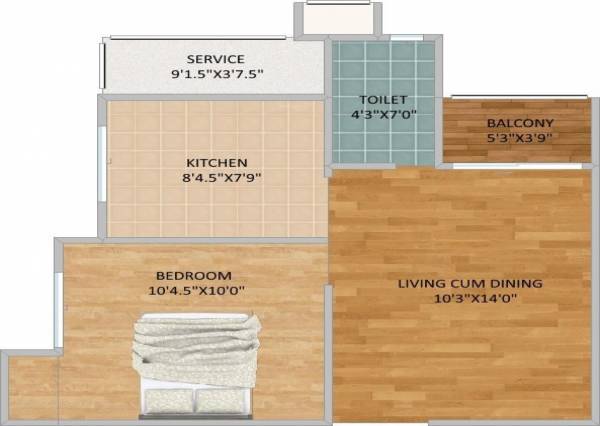 Baas Acuir Gem (1BHK+1T (602 sq ft) 602 sq ft)