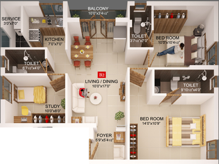 Acacia Shenbagam (2BHK+3T (1,145 sq ft) + Study Room 1145 sq ft) Acacia Shenbagam (2BHK+3T (1,145 sq ft) + Study Room 1145 sq ft)