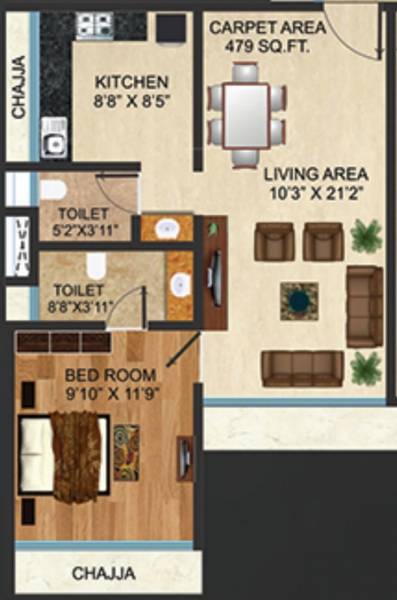 AIM Rathod Niwas (1BHK+2T (479 sq ft) 479 sq ft)