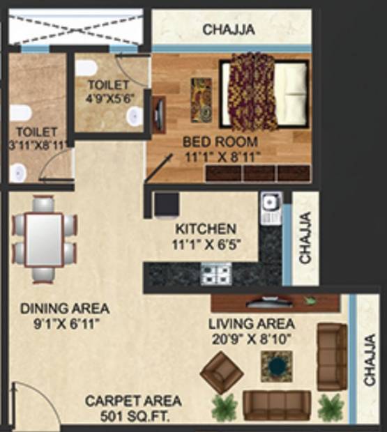 AIM Rathod Niwas (1BHK+2T (501 sq ft) 501 sq ft)