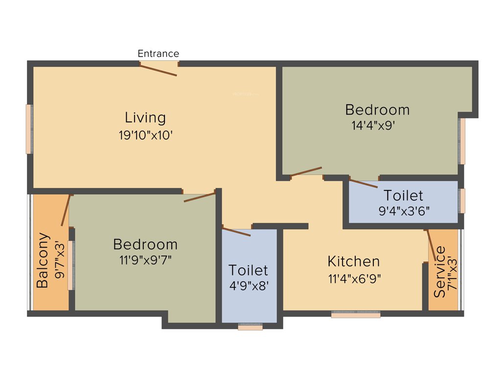 Ourhomes The Pluto (2BHK+2T (963 sq ft) 963 sq ft)