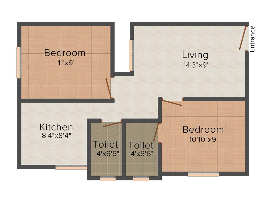 Ourhomes The Mercury (2BHK+2T (665 sq ft) 665 sq ft)