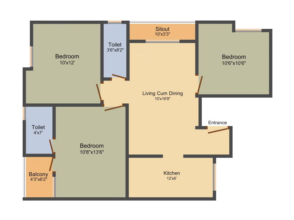 Ganthimathi Gautham Apartments (3BHK+2T (1,050 sq ft) 1050 sq ft)