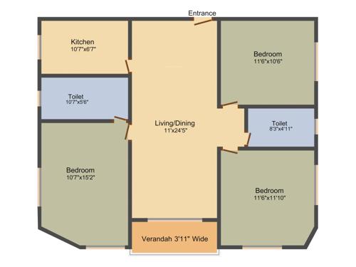 RS Smriti (3BHK+2T (1,550 sq ft) 1550 sq ft)