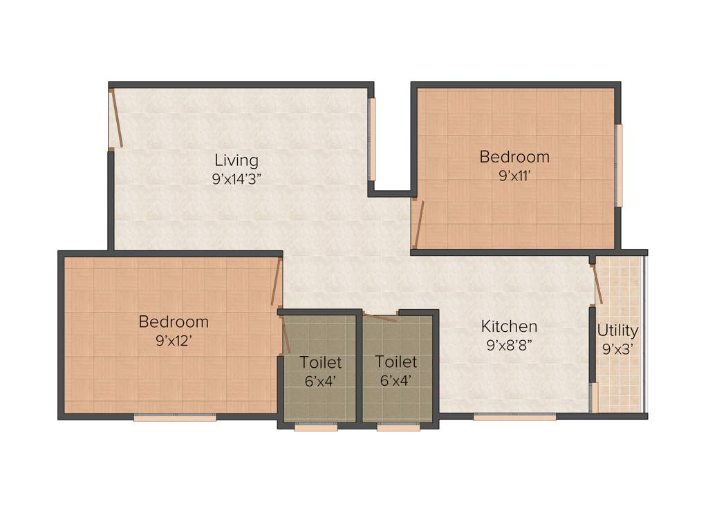 Ourhomes The Moon (2BHK+2T (690 sq ft) 690 sq ft)
