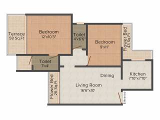 Murudeshwar Westwind Residency (2BHK+2T (1,050 sq ft) 1050 sq ft)