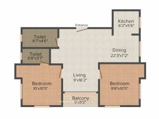 Jeet Tapoban (2BHK+2T (1,013 sq ft) 1013 sq ft)