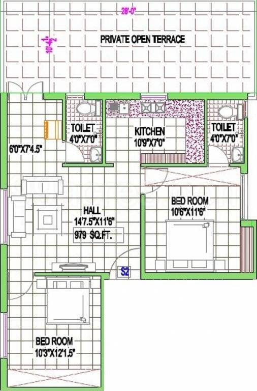 Chaitanyar Balaji Nagar (2BHK+2T (979 sq ft) 979 sq ft)