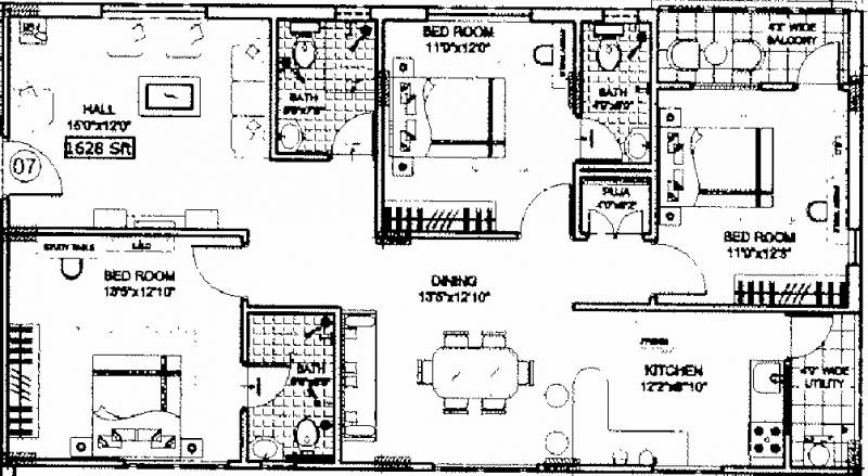 Shanta Chalet Meadows (3BHK+3T (1,628 sq ft) 1628 sq ft)