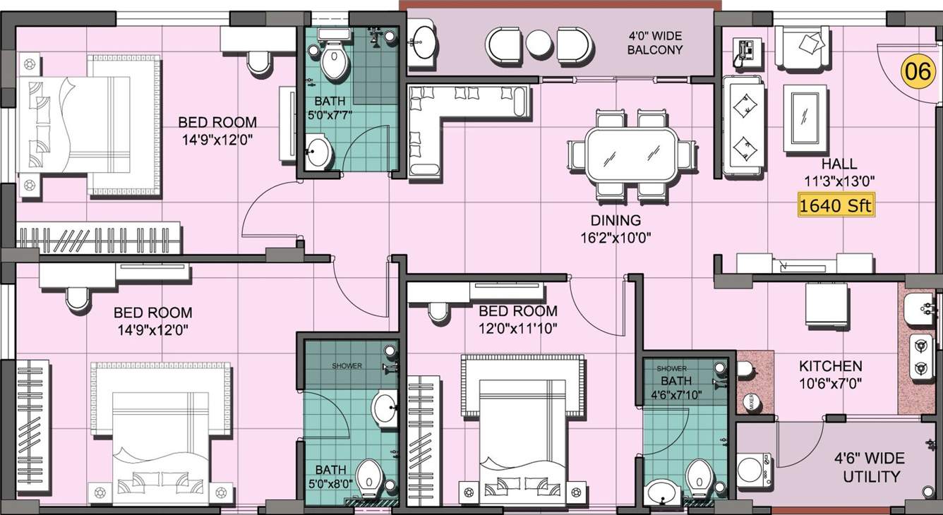 Shanta Chalet Meadows (3BHK+3T (1,640 sq ft) 1640 sq ft)