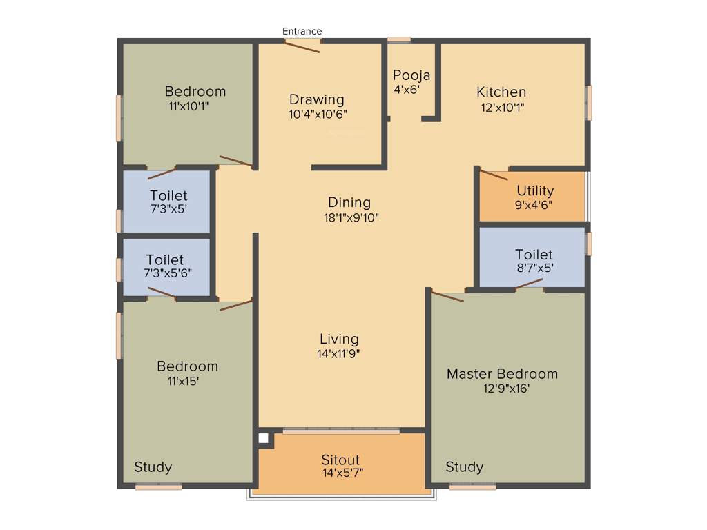 EIPL Skyila (3BHK+3T (1,980 sq ft) + Pooja Room 1980 sq ft)