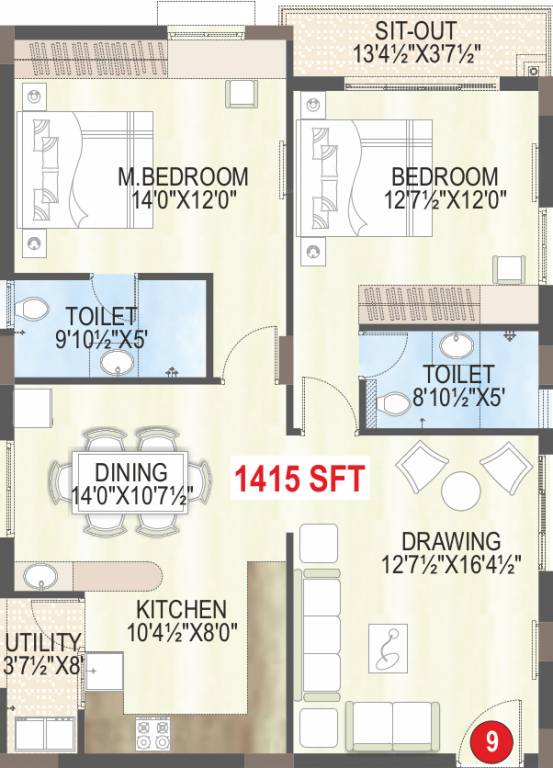 EIPL Skyila (2BHK+2T (1,415 sq ft) 1415 sq ft)