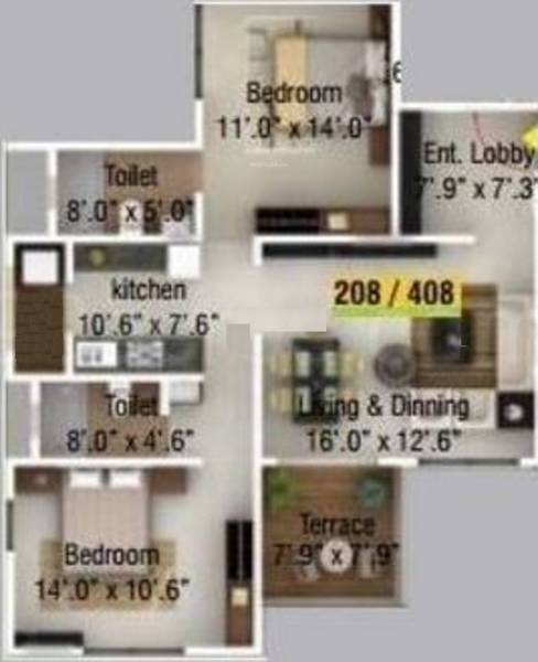 Shree Radhe Construction Shree Radhe (2BHK+2T (1,094 sq ft) 1094 sq ft)