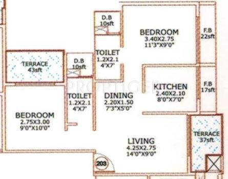 Vardhman Vian (2BHK+2T (1,050 sq ft) 1050 sq ft)