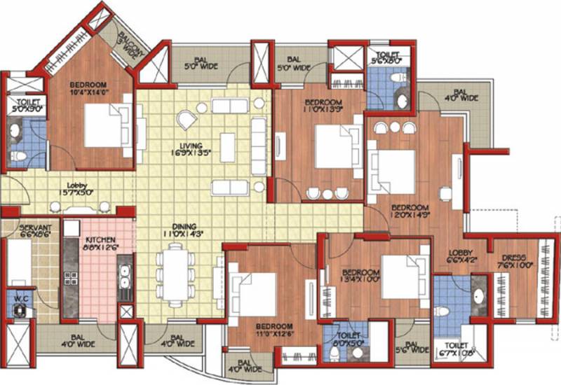 Parsvnath Exotica (5BHK+4T (2,755 sq ft)   Servant Room 2755 sq ft)