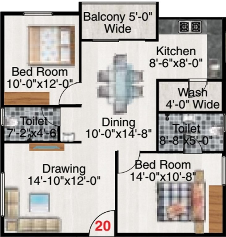 Satwi Thavil (2BHK+2T (1,148 sq ft) 1148 sq ft)