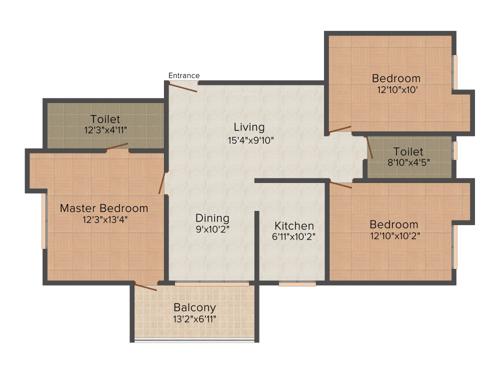 Gajpati Eureka Ashiyana (3BHK+2T (1,321 sq ft) 1321 sq ft)