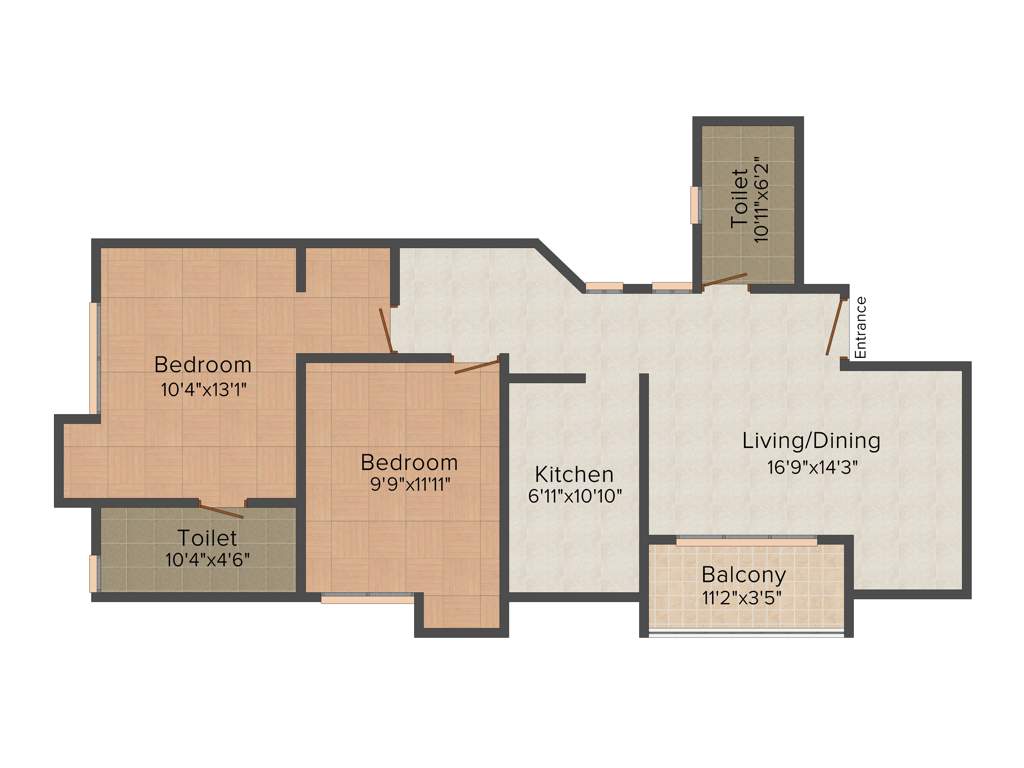 Gajpati Eureka Ashiyana (2BHK+2T (1,099 sq ft) 1099 sq ft)