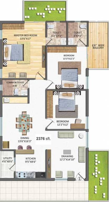 Reliance Krishna Grandeur (3BHK+3T (2,376 sq ft) 2376 sq ft)